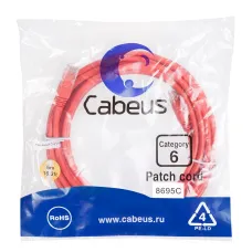 Патч-корд U/UTP, категория 6, 2xRJ45/8p8c, неэкранированный, красный, PVC, 5м