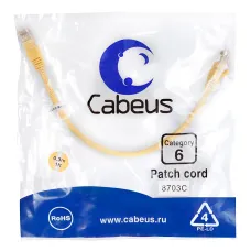 Патч-корд U/UTP, категория 6, 2xRJ45/8p8c, неэкранированный, желтый, PVC, 0.3м