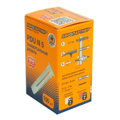 Дюбель универсальный нейлоновый ЕВРОПАРТНЕР PDU N 5х25mm (100шт)