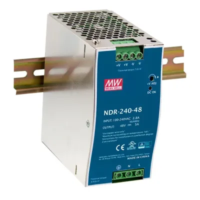 Блок питания AC-DC, 240Вт, вход 90-264V AC, 47-63Гц,127-370В DC, выход 48В,5A, рег. вых 48-55В, в кожухе на DIN-рейку