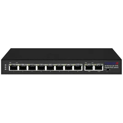 Коммутатор неуправляемый 8x100Мбит/с (RJ45 с PoE+), 2x1Гбит/с (RJ45) 120Вт