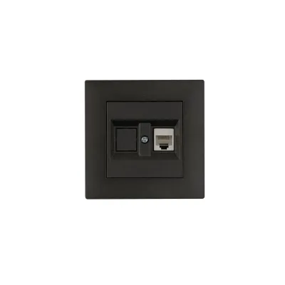 Розетка компьютерная CAT5+гнездо KAREA RIZZ STAR дымчатый