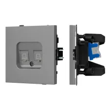 Механизм компьютерной розетки двойной SCT-TENDO-MPC2-PL-GR, RJ-45, CAT6, Серый