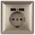 4-410-04 Intro Розетка P+E Schuko со шторками, 16А-250В + 2хUSB, СУ, Solo, шампань (10/100/2500) 4-410-04 Intro Розетка P+E Schuko со шторками, 16А-250В + 2хUSB, СУ, Solo, шампань (10/100/2500)