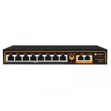 Коммутатор неуправляемый 8x100Мбит/с (RJ45 с PoE+), 2x100Мбит/с (RJ45) 90Вт