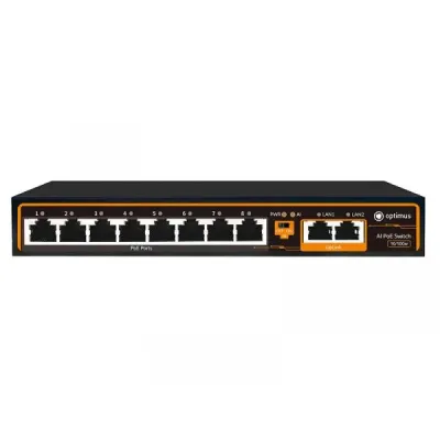 Коммутатор неуправляемый 8x100Мбит/с (RJ45 с PoE+), 2x100Мбит/с (RJ45) 90Вт