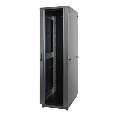 Шкаф Racknet S3000 22U 600 x 600, передняя дверь стеклянная одностворчатая, задняя дверь металлическая одностворчатая, черный