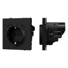 Механизм розетки с USB зарядкой SCT-NOBE-MUAC-SFPL-BK 230V, 16A, Чёрный, 1 пост