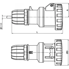 Розетка кабельная с безвинтовыми клеммами IP67 32A 3P+E 400В