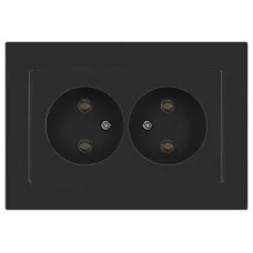 Розетка Intro Accent 6-204-07 , 2х2P, 16А-250В, IP20, СУ, AL/CU, графит