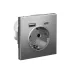 ARTGALLERY розетка 16А с 2 USB A+C, 5В/2,4А/3,0А, 2х5В/1,5А, механизм, сталь