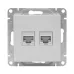Механизм розетки RJ45 - 2шт, (cat6), алюминий Эпика EKF