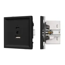 Механизм USB розетки SCT-TENDO-MUAC-SFPL-BK, 5V, 3A, QC3, Чёрный