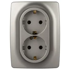 Розетка ЭРА Серия 12 12-2106-16 , 2X2P+E Schuko, 16А-250В, титан