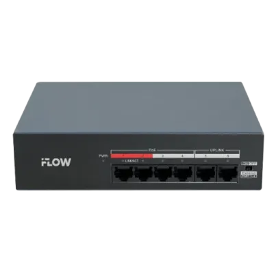 Коммутатор неуправляемый 4x100Мбит/с (RJ45 с PoE) , 2x100Мбит/с (RJ45) 35Вт