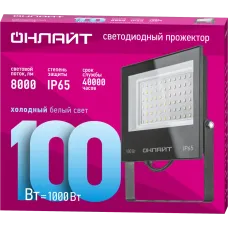 Светильник ОНЛАЙТ 90 500 OFL-03-100-6.5K-BL-IP65-LED