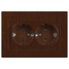 Розетка Intro Accent 6-205-10 , 2X2P+E Schuko, 16А-250В, IP20, СУ, AL/CU, венге