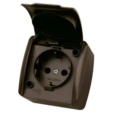 Розетка 2П+3 открытой установки IP54 16А с крышкoйшоколад Селигер TDM SQ1818-0213 TDM ELECTRIC