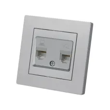 Розетка телефонная RJ11 + компьютерная RJ45 серебр. металлик Сенеж