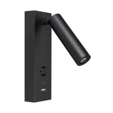Светильник SP-BED-CHARGE-S60x125-3W Warm3000 BK 20 deg 230V USB-A USB-C IP20 металл 3 года