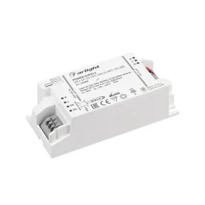 Блок питания ARJ-SP-53-PFC-DALI2-NFC-PD-WR (53W, 3-44V, 0.5-1.4A) (ARL, IP20, пластик, 5 лет)