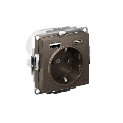 ATLASDESIGN РОЗЕТКА 16А c 2 USB A+C, 5В/2,4А/3,0А, 2х5В/1,5А, механизм, МОККО