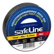 Изолента ПВХ черная 15мм 20м Safeline
