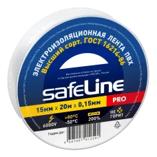 Изолента ПВХ белая 15мм 20м Safeline