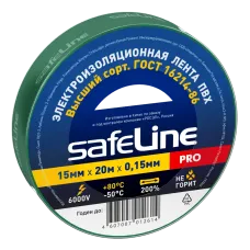 Изолента ПВХ зеленая 15мм 20м Safeline