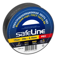 Изолента ПВХ черная 19мм 20м Safeline