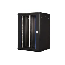 Шкаф 19'' телекоммуникационный настенный, 18U 901х600х600 мм, дверь стекло, черный