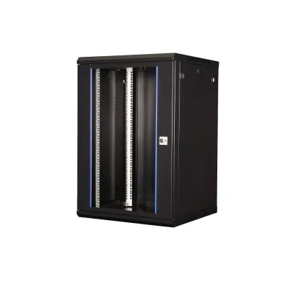 Шкаф 19'' телекоммуникационный настенный, 18U 901х600х600 мм, дверь стекло, черный