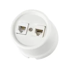 Розетка телефонная RJ11 + компьютерная RJ45 белая Болонь TDM