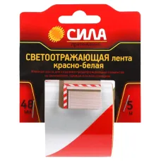 Лента светоотражающая красно-белая 5м х 48мм блистер СИЛА STRT-548RW