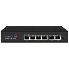 Коммутатор неуправляемый 4x100Мбит/с (RJ45 с PoE+), 2x100Мбит/с (RJ45) 65Вт