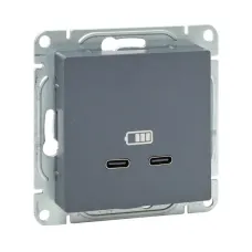 Механизм розетки USB-C - 2шт  графит Эпика EKF