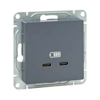 Механизм розетки USB-C - 2шт  графит Эпика EKF
