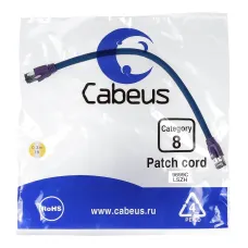 Патч-корд S/FTP, категория 8 (40G, 2000 MHz), 2xRJ45/8p8c, экранированный, синий, LSZH, 0.3 м