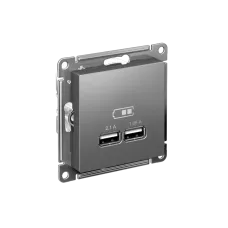 Розетка ATLASDESIGN USB 5В 1 порт x 2,1 А 2 порта х 1,05 А механизм сталь