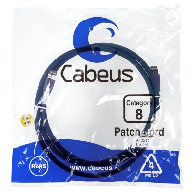Патч-корд S/FTP, категория 8 (40G, 2000 MHz), 2xRJ45/8p8c, экранированный, синий, LSZH, 1.5 м