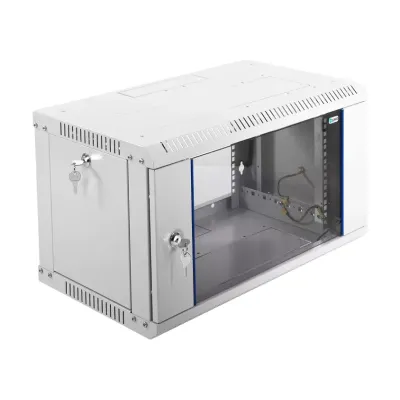 Шкаф телекоммуникационный настенный разборный 6U (600x350) дверь стекло
