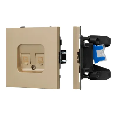 Механизм компьютерной розетки двойной SCT-TENDO-MPC2-SFPL-GD, RJ-45, CAT6, Золото светлое