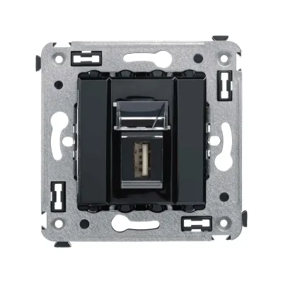 Avanti USB 2.0 розетка одинарная в стену, тип А-А, Черный квадрат