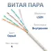 Витая пара UTP (U/UTP), категория 5e, 4 пары 0,48мм (24 AWG), одножильный, LSZH, нг(А)-HF, серый, (20 м)