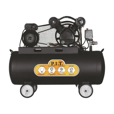 Компрессор электрич. масляный P.I.T. PAC100-C2 (3,3кВт, 370л/мин, 100л, 2 цил, 2 вых, 2 ман)