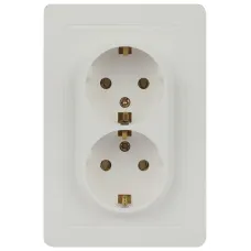 Розетка Intro Style 7-205-01 двойная с заземлением 2X2P+E Schuko, 16А-250В, IP20, СУ, белый