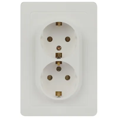 Розетка Intro Style 7-205-01 двойная с заземлением 2X2P+E Schuko, 16А-250В, IP20, СУ, белый