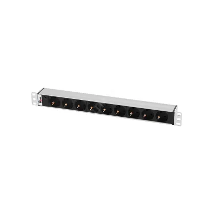 Блок розеток Rem-10 без шнура с инд., 9 Sсhuko, вход IEC 60320 C14, 10 A, алюм., 19'