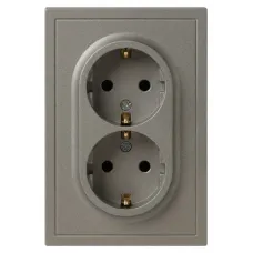 Розетка скрытого монтажа в рамку с заземлением двойная 2X2P+E Schuko 16А-250В IP20 титан 15-2104-07 Galaxy