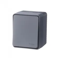 AtlasDesign Profi54 переключатель одноклавишный IP54 10 АХ, АНТРАЦИТ, Россия